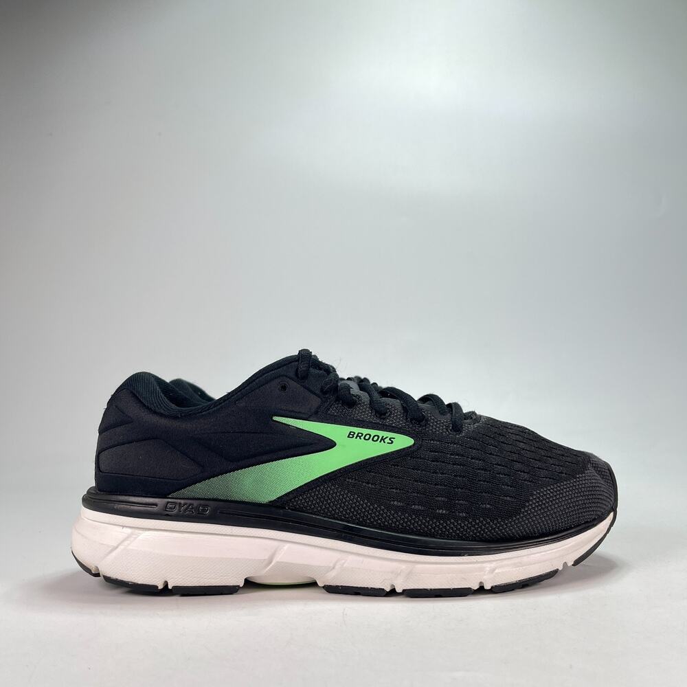 Brooks Dyad 11 Black Ebony Green Lace Up Running Shoes 1203121D082 Womens Size 7